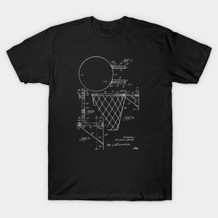 Basketball Goal and Bracket Vintage Patent Drawing T-Shirt